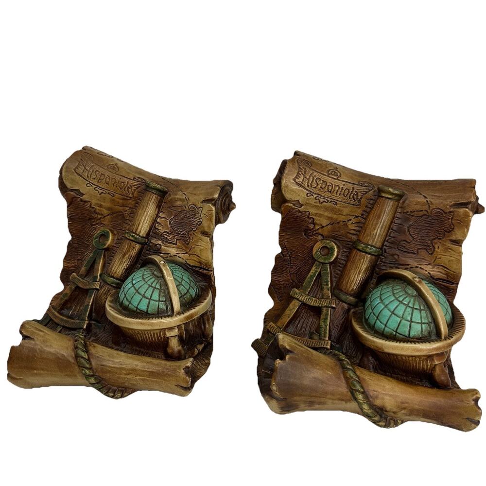 Vintage Universal Statuary Corp. Chicago #433 1967 Exploration Maps Bookends